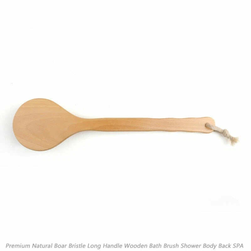Premium Natural Boar Bristle Long Handle Wooden Bath Brush Shower Back SPA