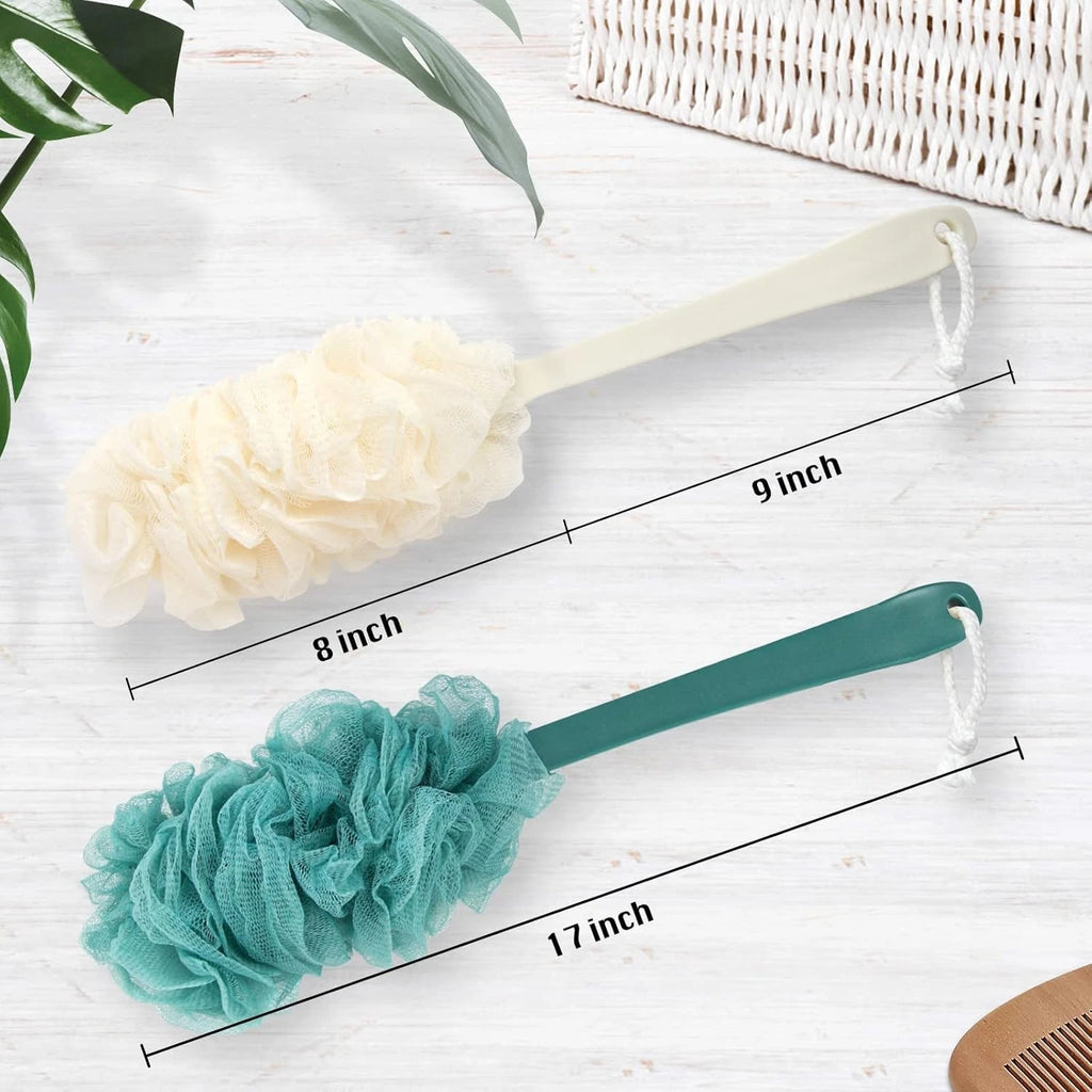 2Pack Back Scrubber for Shower Loofah with Long Handle, Shower Brush for Body, 1