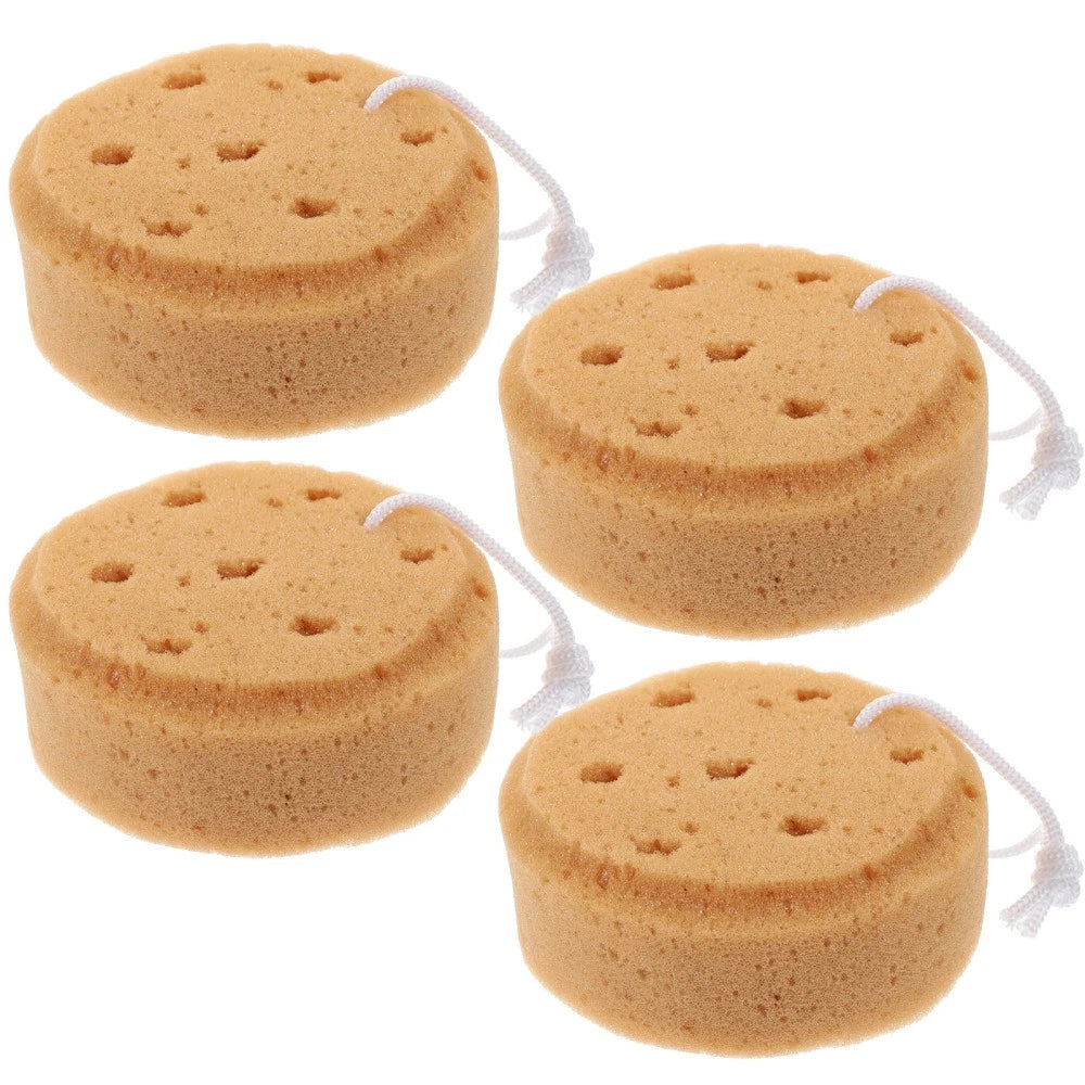 4 Pcs Bath Sponge Round Scrub Shower Loofah Sponges Scrubber for Body