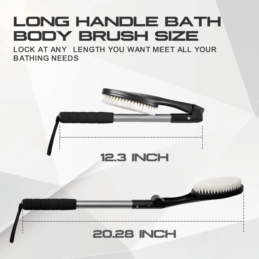Body Brush for Back, Long Handle Bath Brush for Showering, Adjustable Head Back
