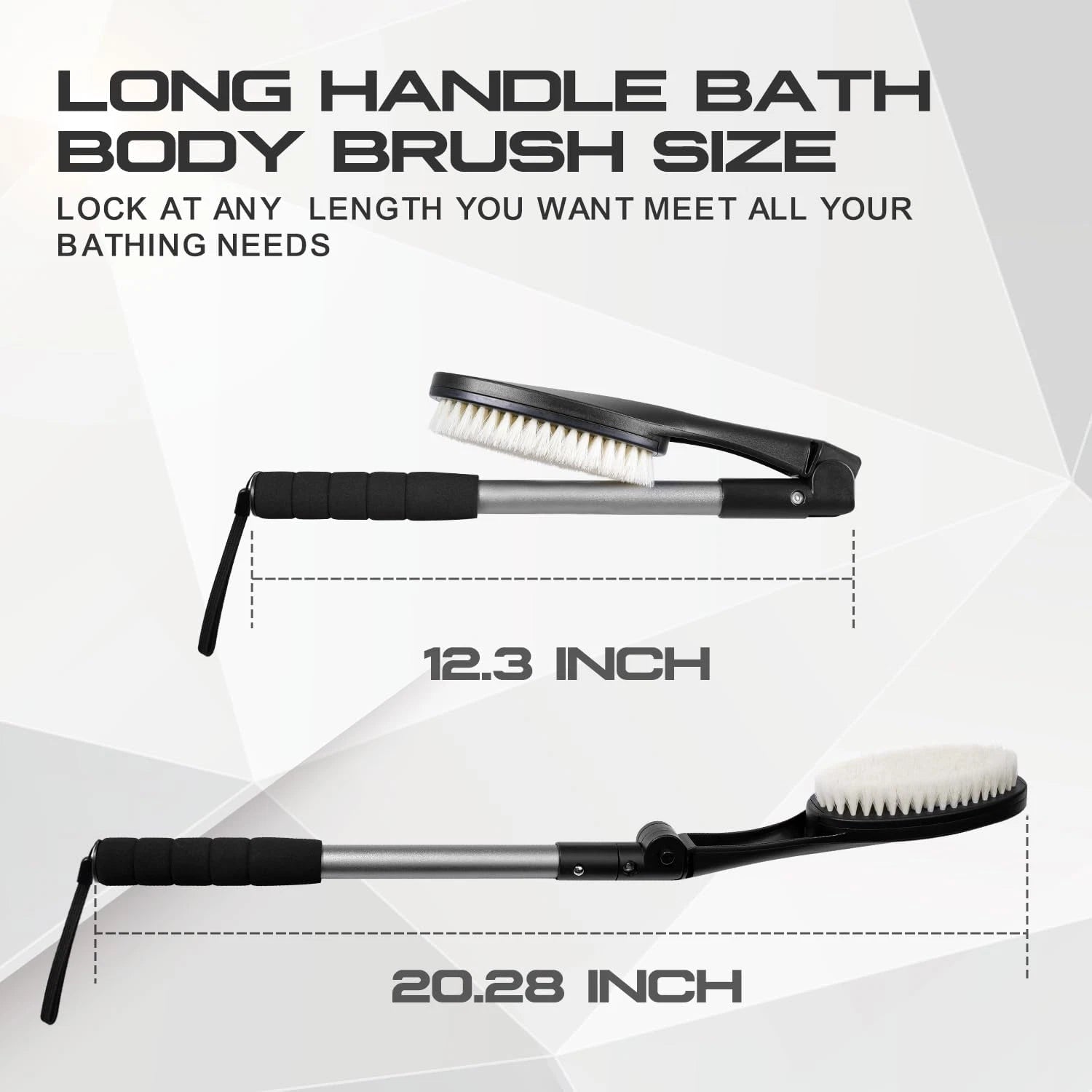 Body Brush for Back, Long Handle Bath Brush for Showering, Adjustable Head Back