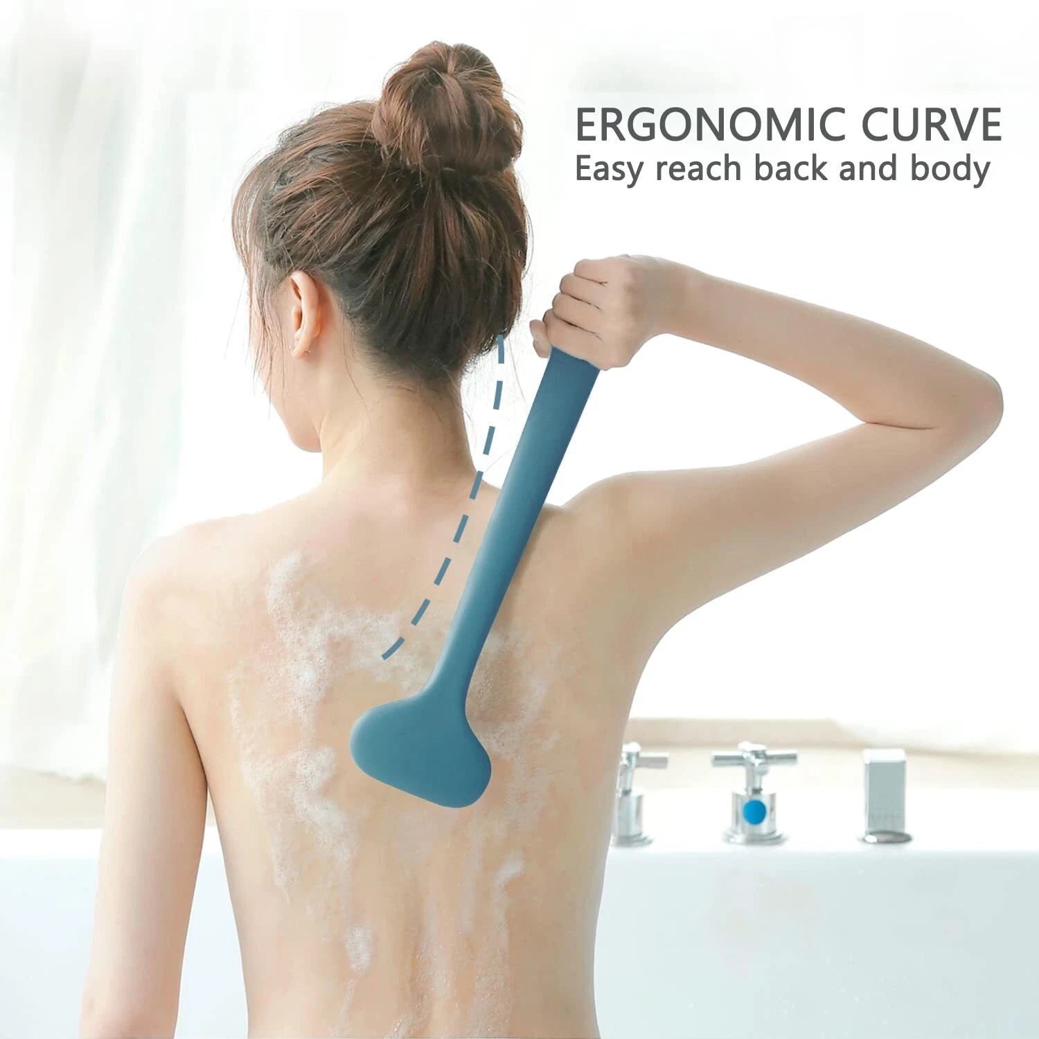 Brush Long Handle Shower Bath Body With Comfy Bristles Gentle Exfoliation