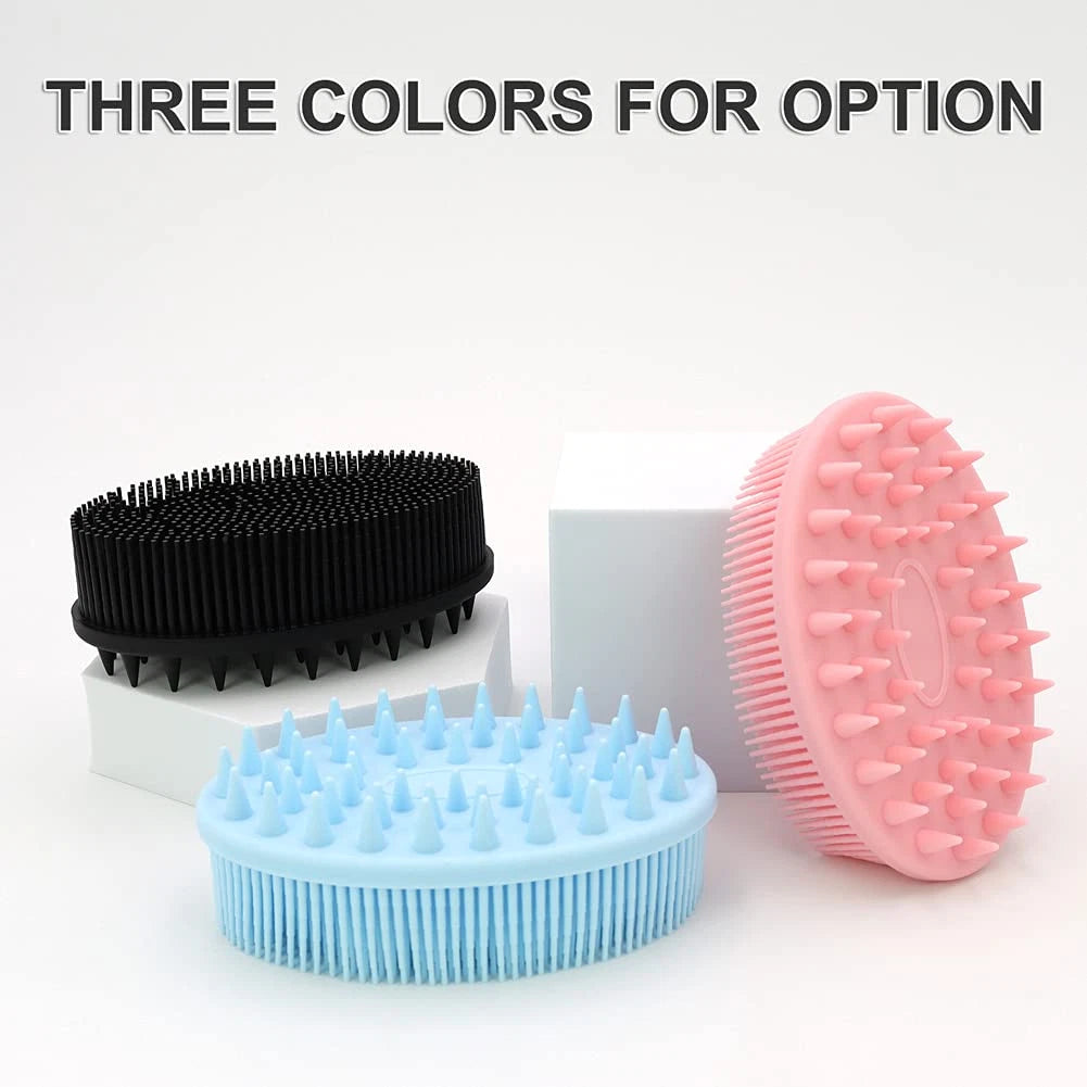 2-in-1 Silicone Bath & Shampoo Brush, Exfoliating Body Scrubber & Scalp Massager