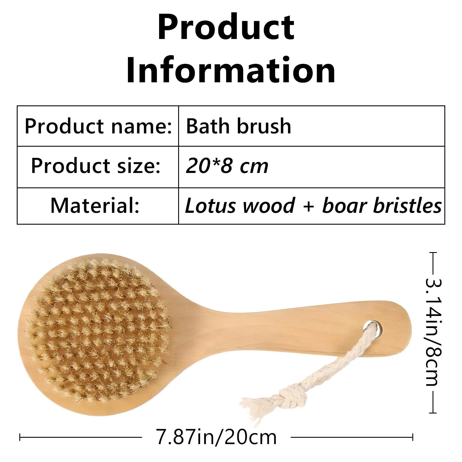 Short Handle Body Brush with Natural Bristles Wooden Handle for Exfoliating Skin