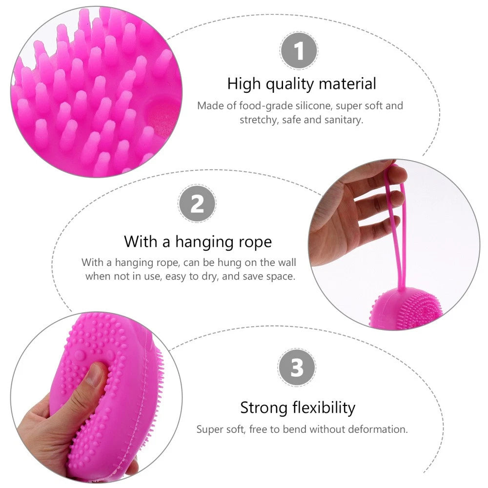 3 Pcs Bath Brush Body Scrubber Exfoliator Silicone Men Shower for