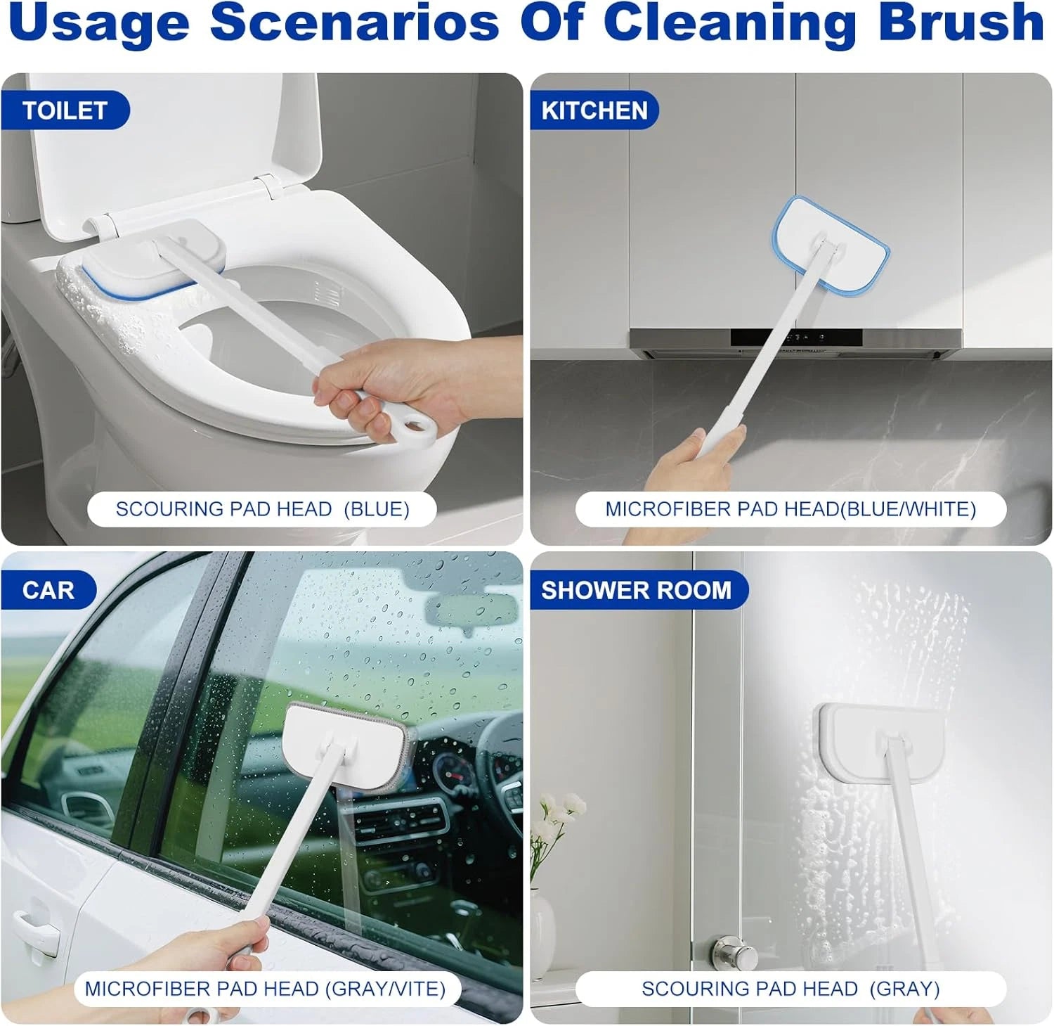 Scrub Brush for Shower,4-In-1 Cleaning Brushes with 4 Different Function Cleanin