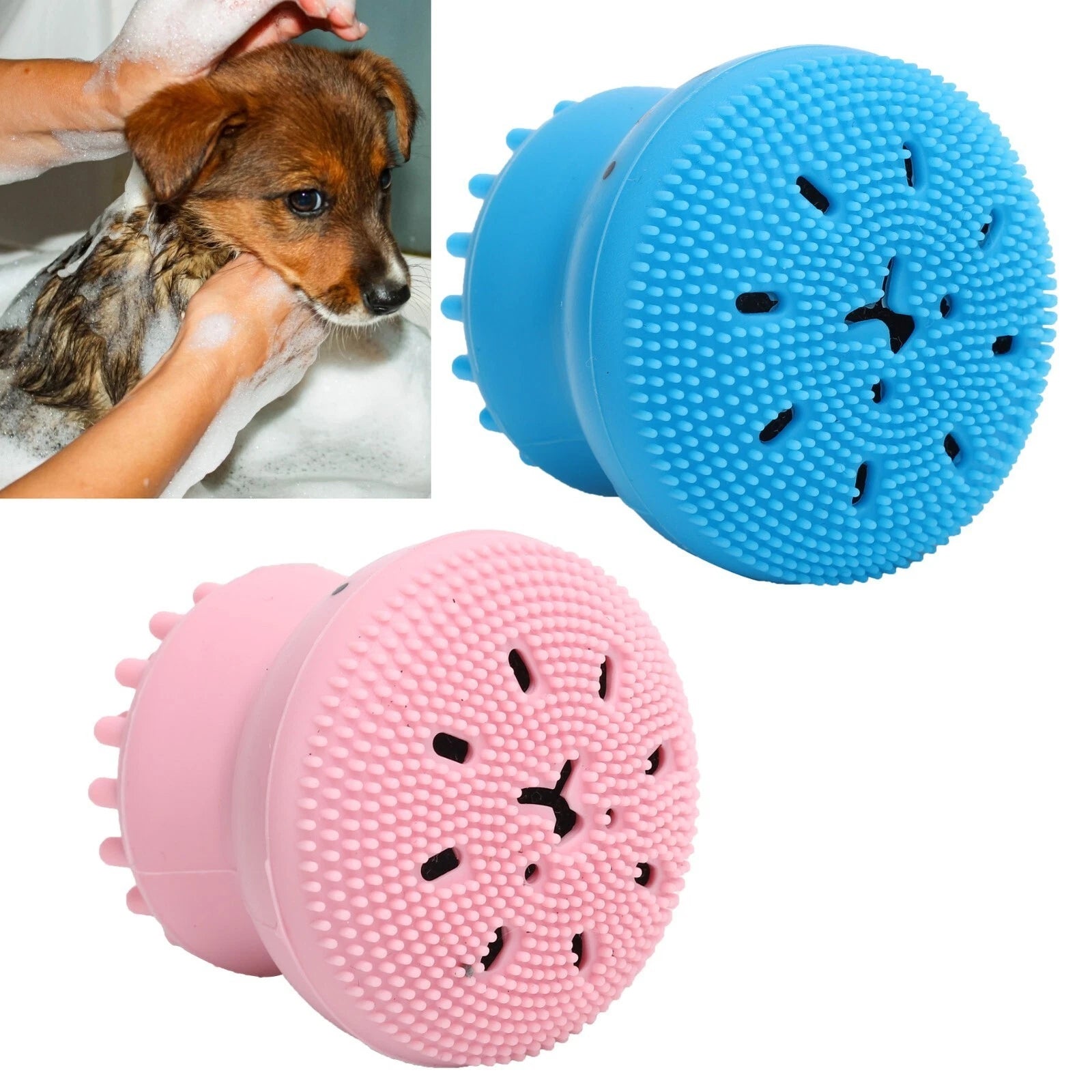 Dog Bath Brush Cat Rubber Soft Foaming Bath Brush Shower Scrubber with Shampoo