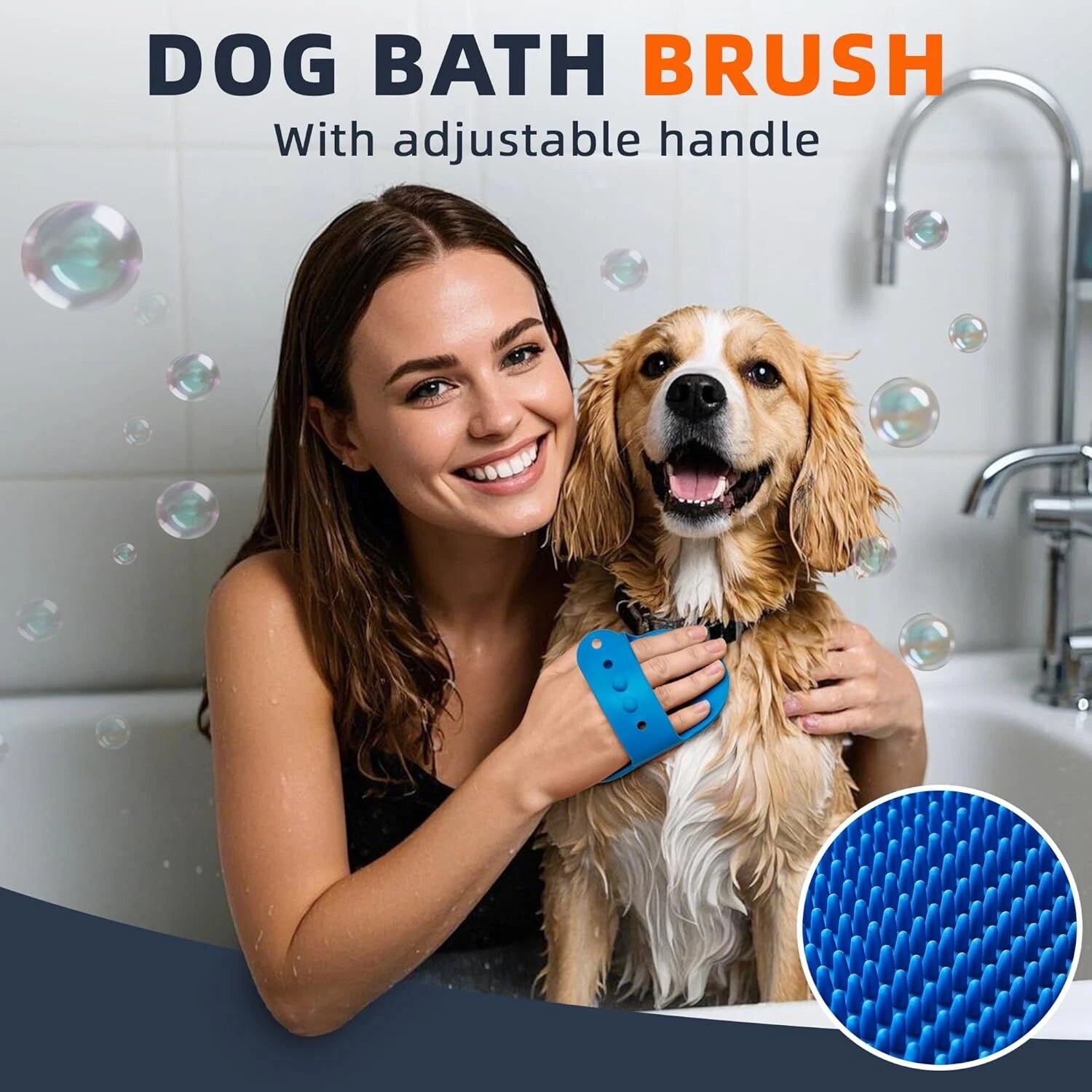4PCS Dog Bath Brush Set | Shampoo Scrubber,Finger Toothbrush | Pet Grooming Kit