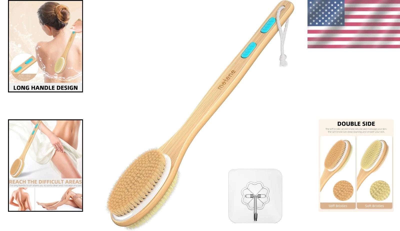 Elegant Shower Brush with Natural Bristles - Exquisite Care for Your Skin