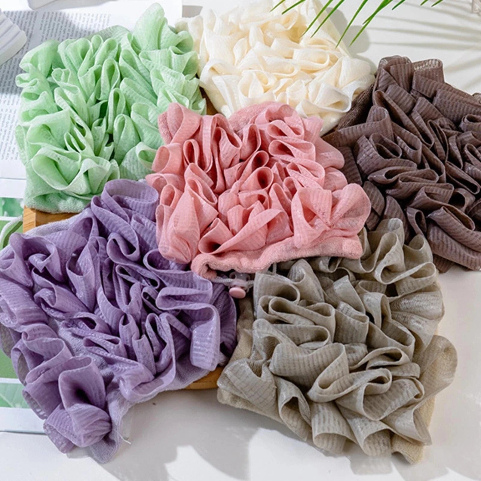 Exfoliating Large Body Scrubber Sponge Brush Puff Bath Loofah Mesh Shower-Flower