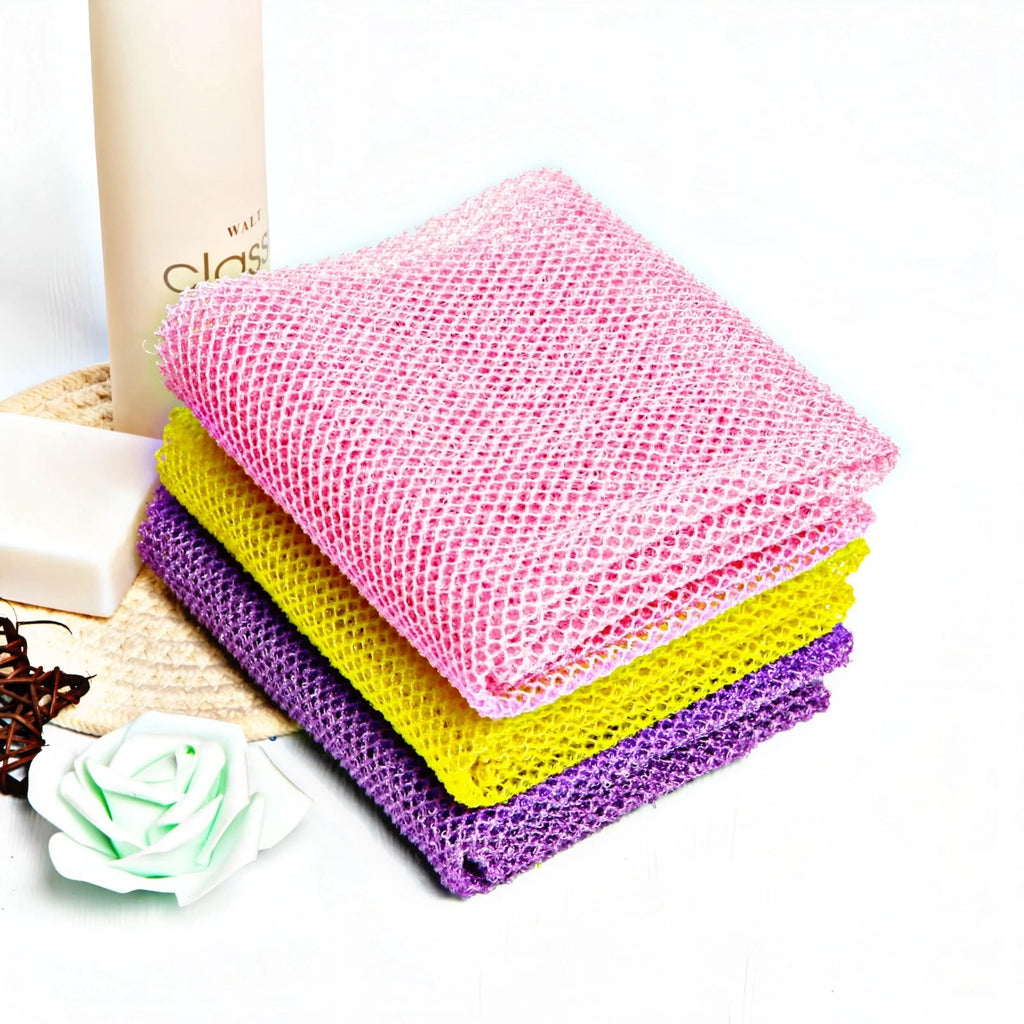 3Pcs African Exfoliating Net Sponge Long Bath Scrubber Deep Body Cleaning Tool