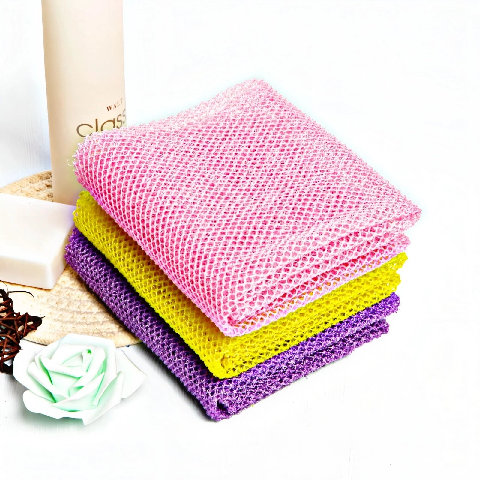 3Pcs African Exfoliating Net Sponge Long Bath Scrubber Deep Body Cleaning Tool