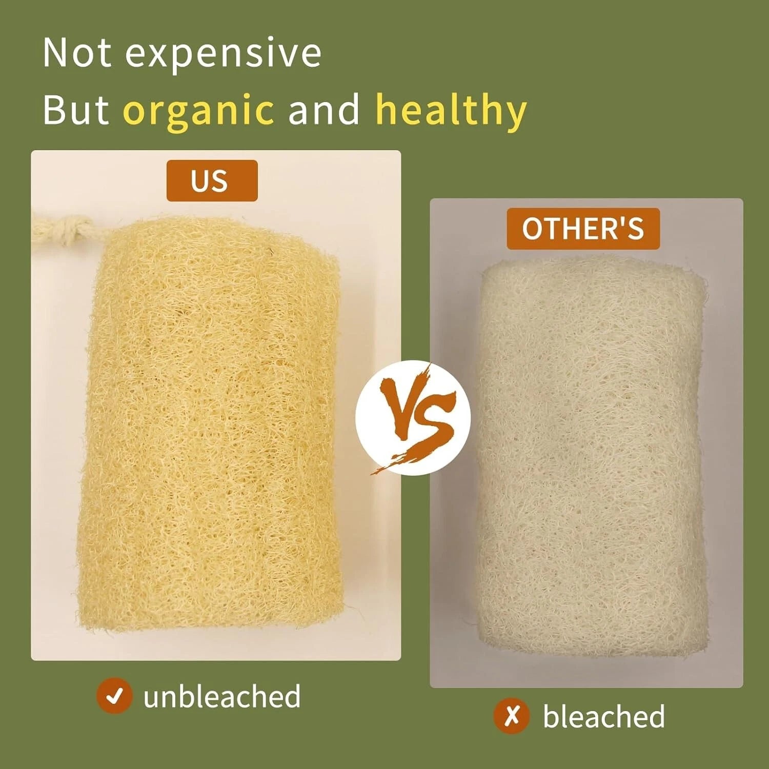 4 Natural Loofah Sponge, Real Egyptian Bath & Shower Exfoliating Body Scrubber