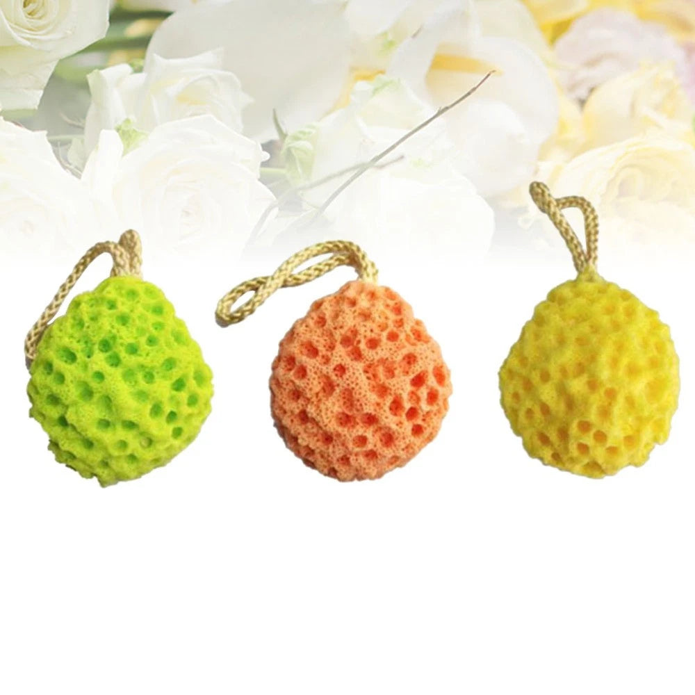 3 Pcs Bath Sponge Honeycomb Shower Brush Seaweed Cotton Exfoliating Cleaning