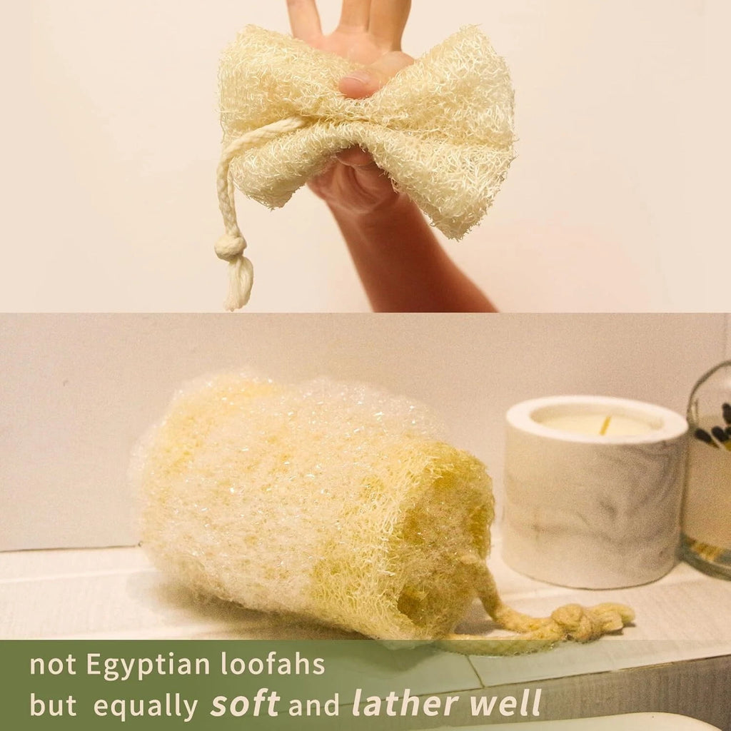 4 Natural Loofah Sponge, Real Egyptian Bath & Shower Exfoliating Body Scrubber