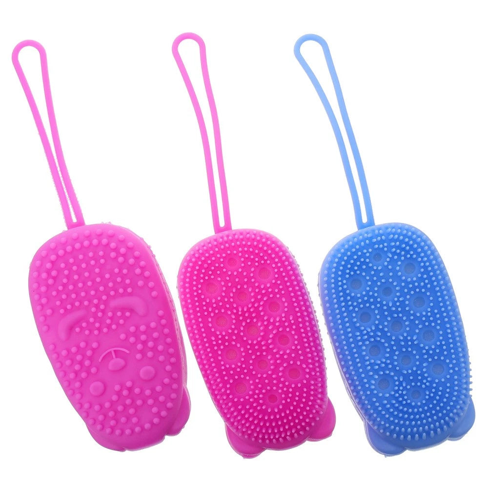 3 Pcs Bath Brush Body Scrubber Exfoliator Silicone Men Shower for