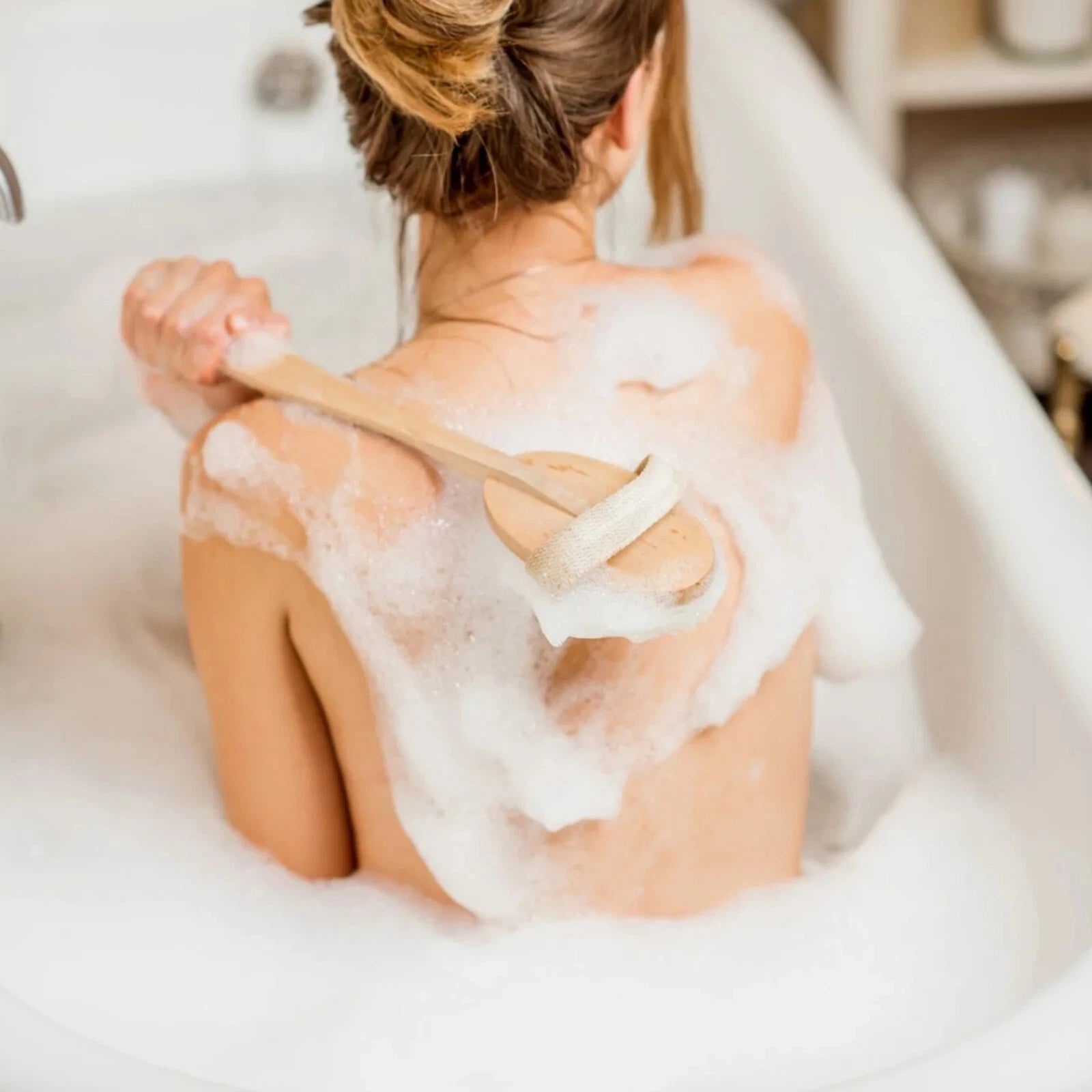 Natural Bristle Body Brush - Wooden Spa Scrubber for Dry Skin & Shower Care | US