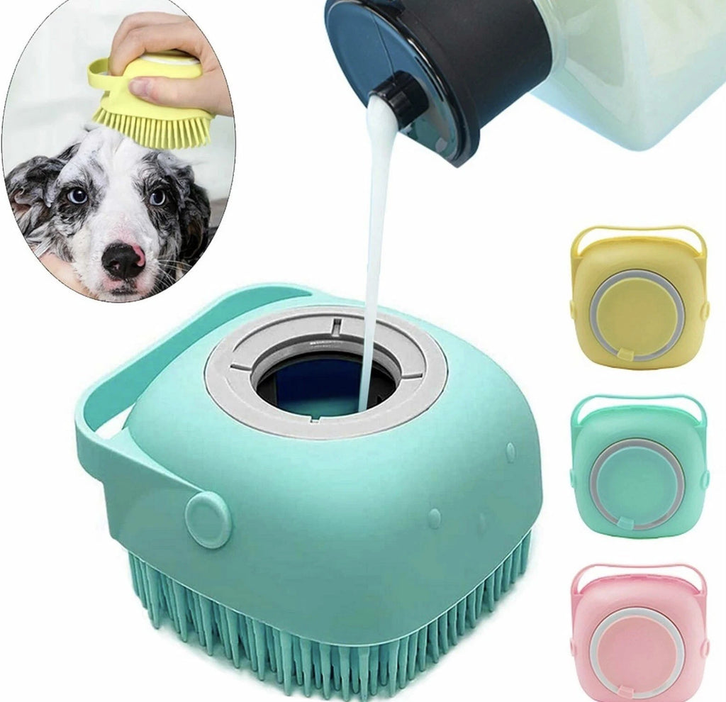 Soft Dog Bath Brush Pet Shampoo Massage Dispenser Grooming Shower Silicone