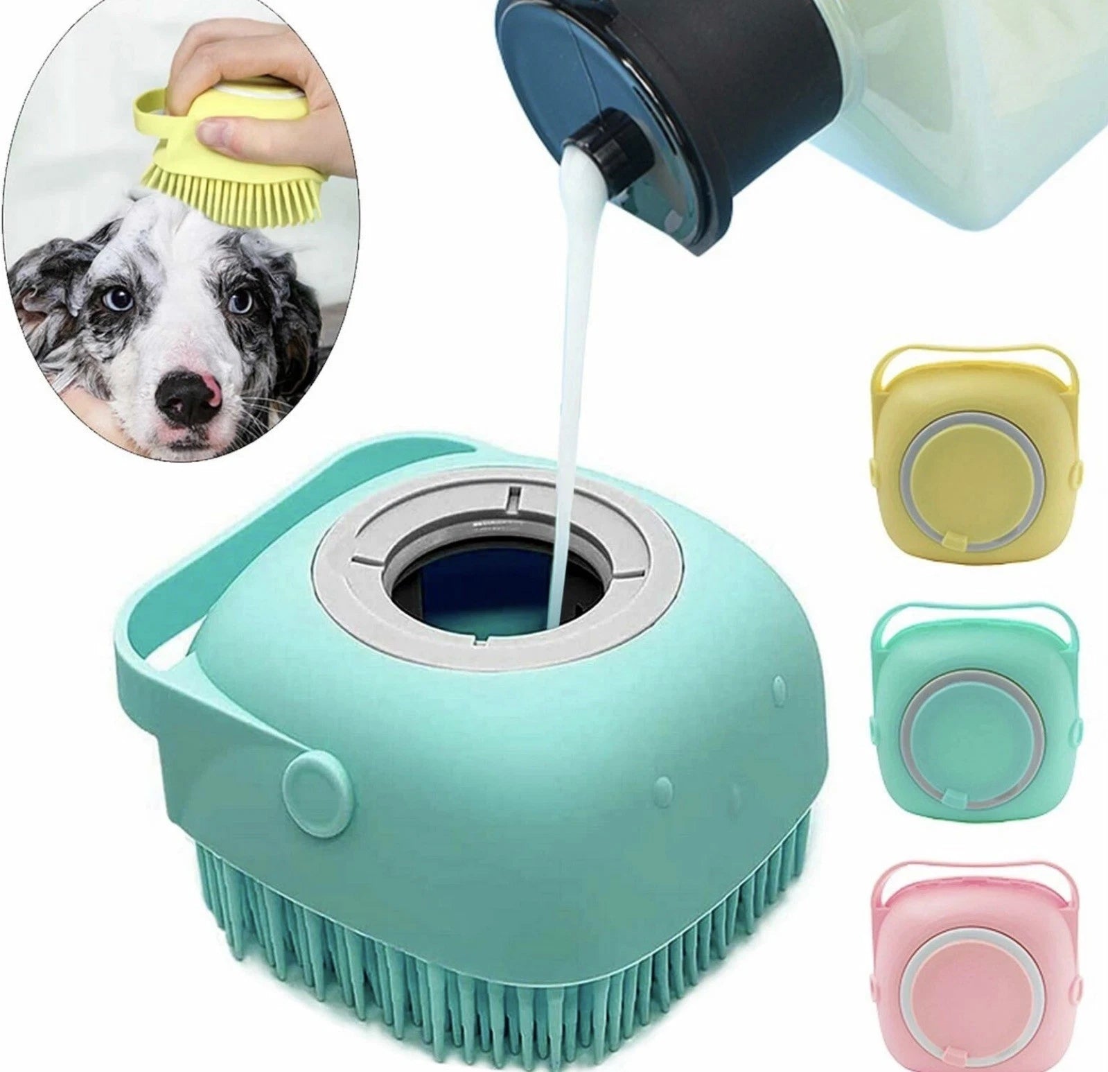 Soft Dog Bath Brush Pet Shampoo Massage Dispenser Grooming Shower Silicone