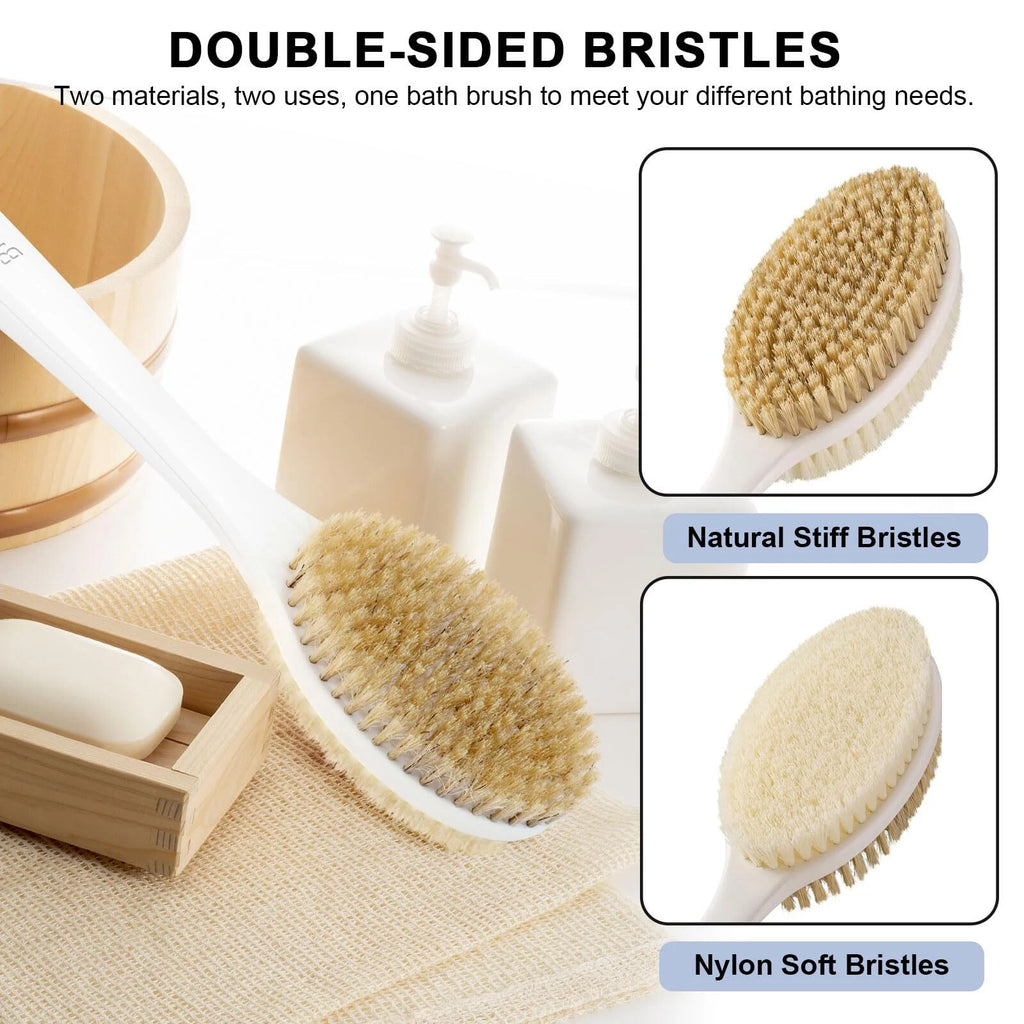 Back Brush Long Handle Shower Bath Scrubber For With Double Sided Bristles Wet