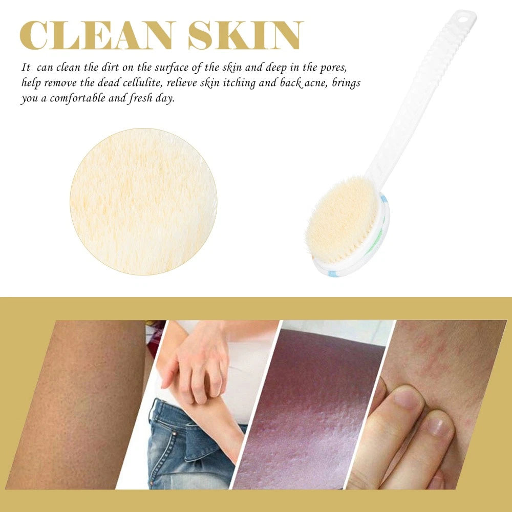 Double-head Shower Brush Long Handle Bathing Back Washing Man Cleaning Massage