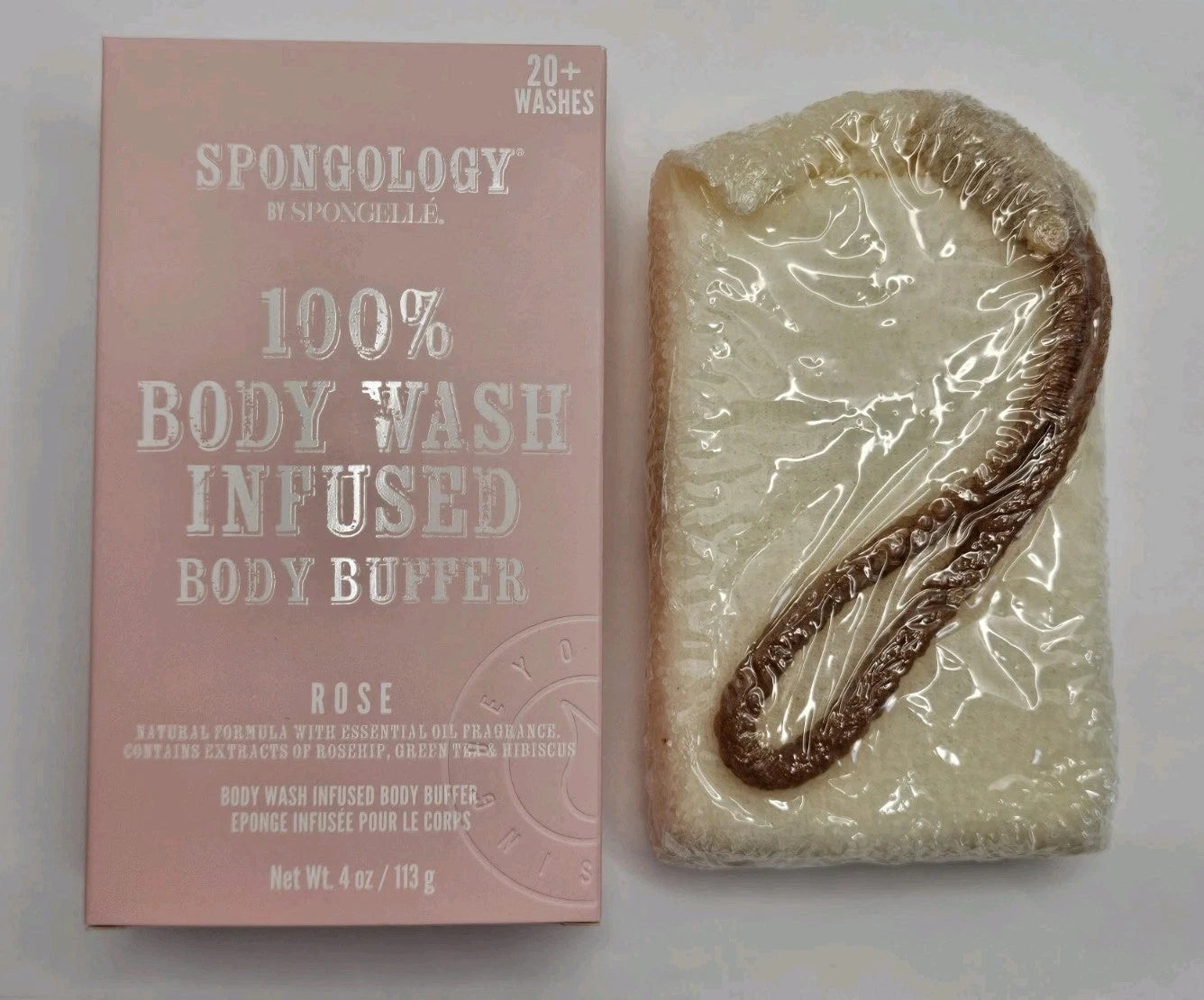 Spongelle Spongology Body Wash Infused Body Buffer Rose 4oz NEW 20+ Washes