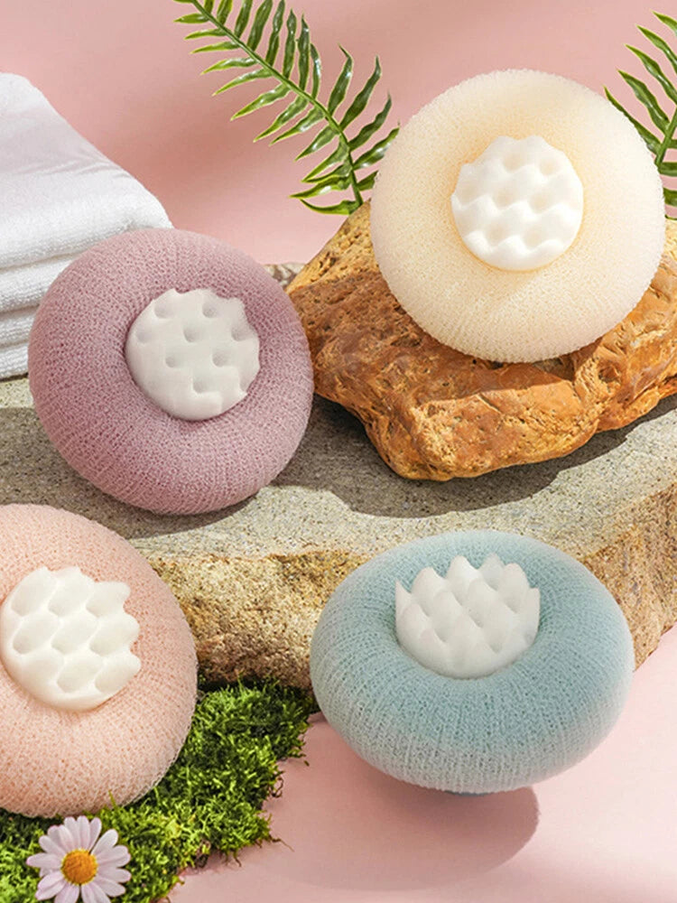 Sunflower Bath Puff Ball Super Soft Shower Exfoliating Towel with Suction Cup