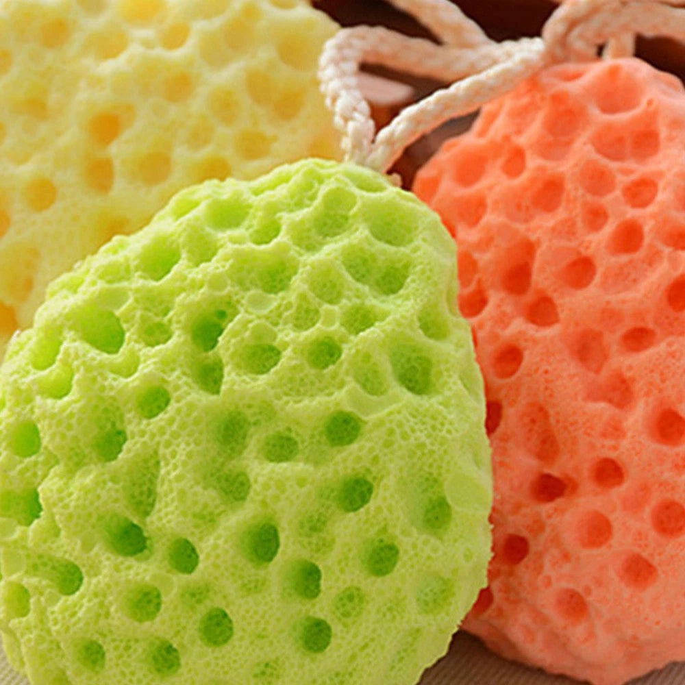 3 Pcs Bath Sponge Honeycomb Shower Brush Seaweed Cotton Exfoliating Cleaning