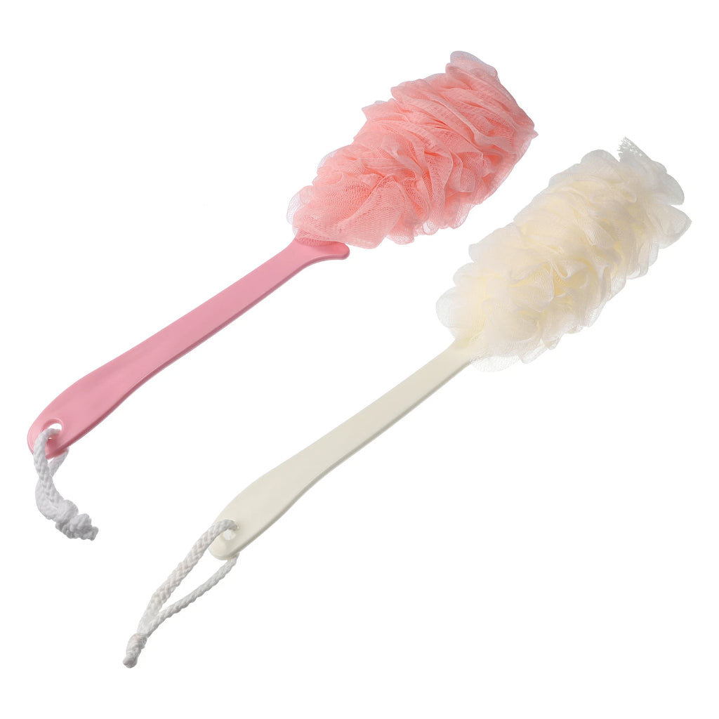 2 Pcs Body Bath Scrubber Loofah Shower with Long Handle PP Mesh