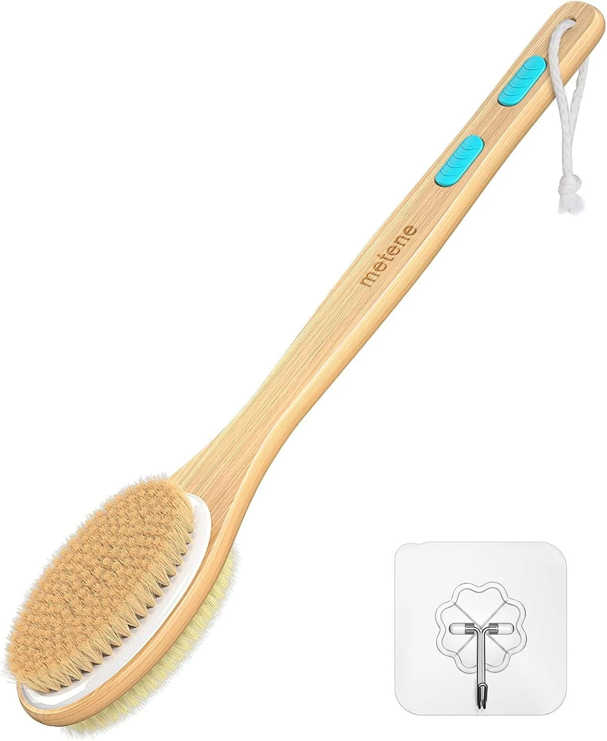 17-Inch Long Handle Bath Brush with Soft and Stiff Bristles for Deeper Cleansing