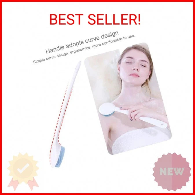 V-TOP Back Scrubber for Shower, Silicone Body Scrubber Long Handle with Soft Bri