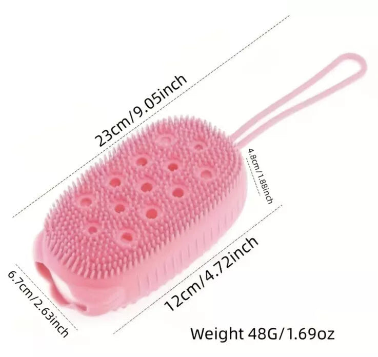 Silicone Shower Brush Body Wash Bath Exfoliating Skin Scrubber Soap Bag Green