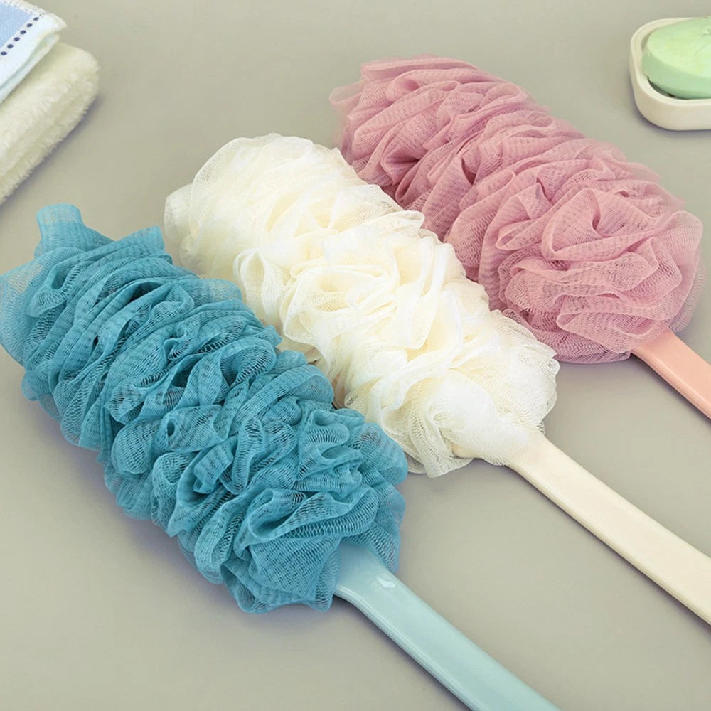 2 Pcs Rub The Back Bath Flowers Body Scrubber with Extending Handle Brush