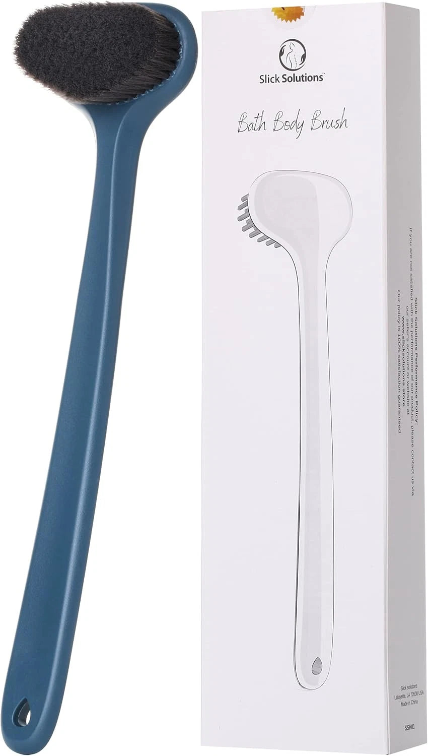 Slick-Back Long-Handle Shower Scrubber, 14.3" - Back Brush for Showering