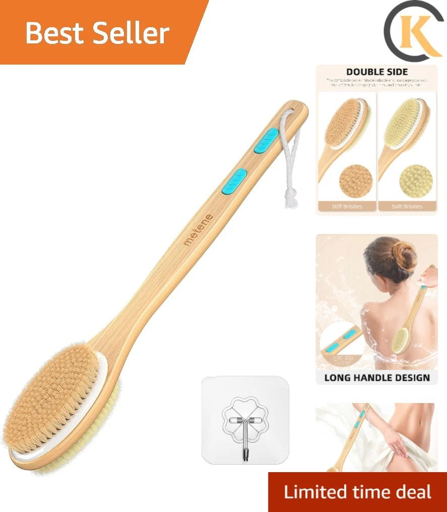 17-Inch Long Handle Bath Brush with Soft and Stiff Bristles for Deeper Cleansing