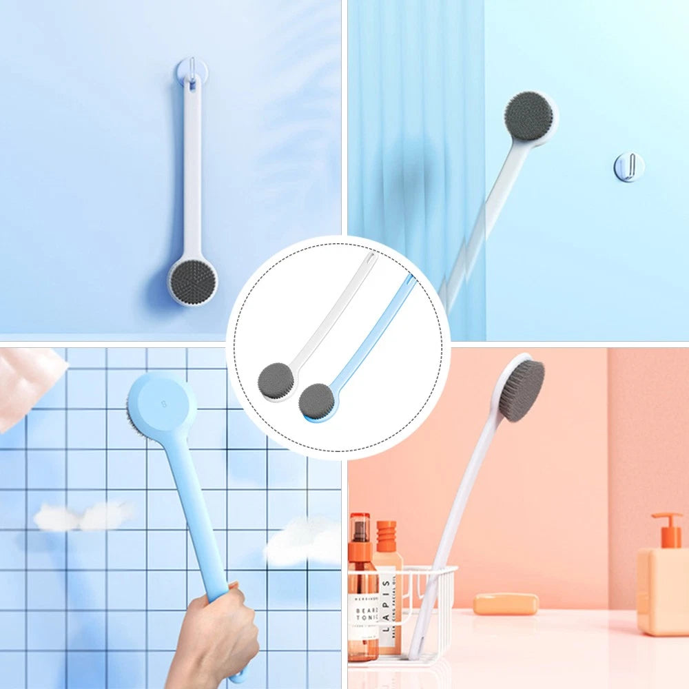 2 Pcs Bath Brush Shower Scrubber for Body Long-handled Back Cleaning Scrubbers