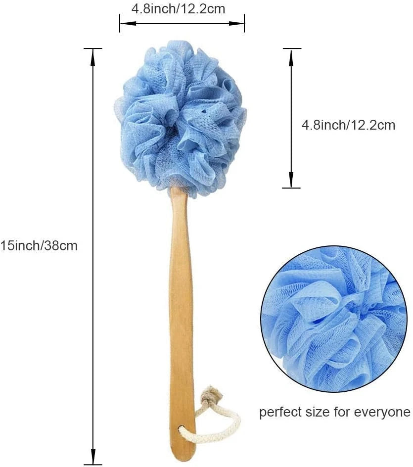 Loofah with Handle, Shower Sponge, Bath Brush, Back Scrubber, PE Soft Mesh