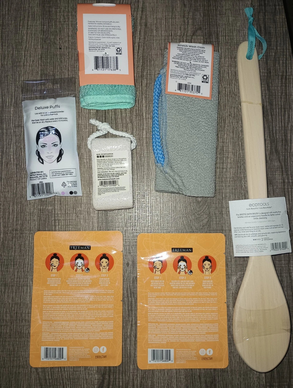 NEW Body Bath Face Mask Lot Gift Ideas Woven Body Cloth Bath Brush Ect.