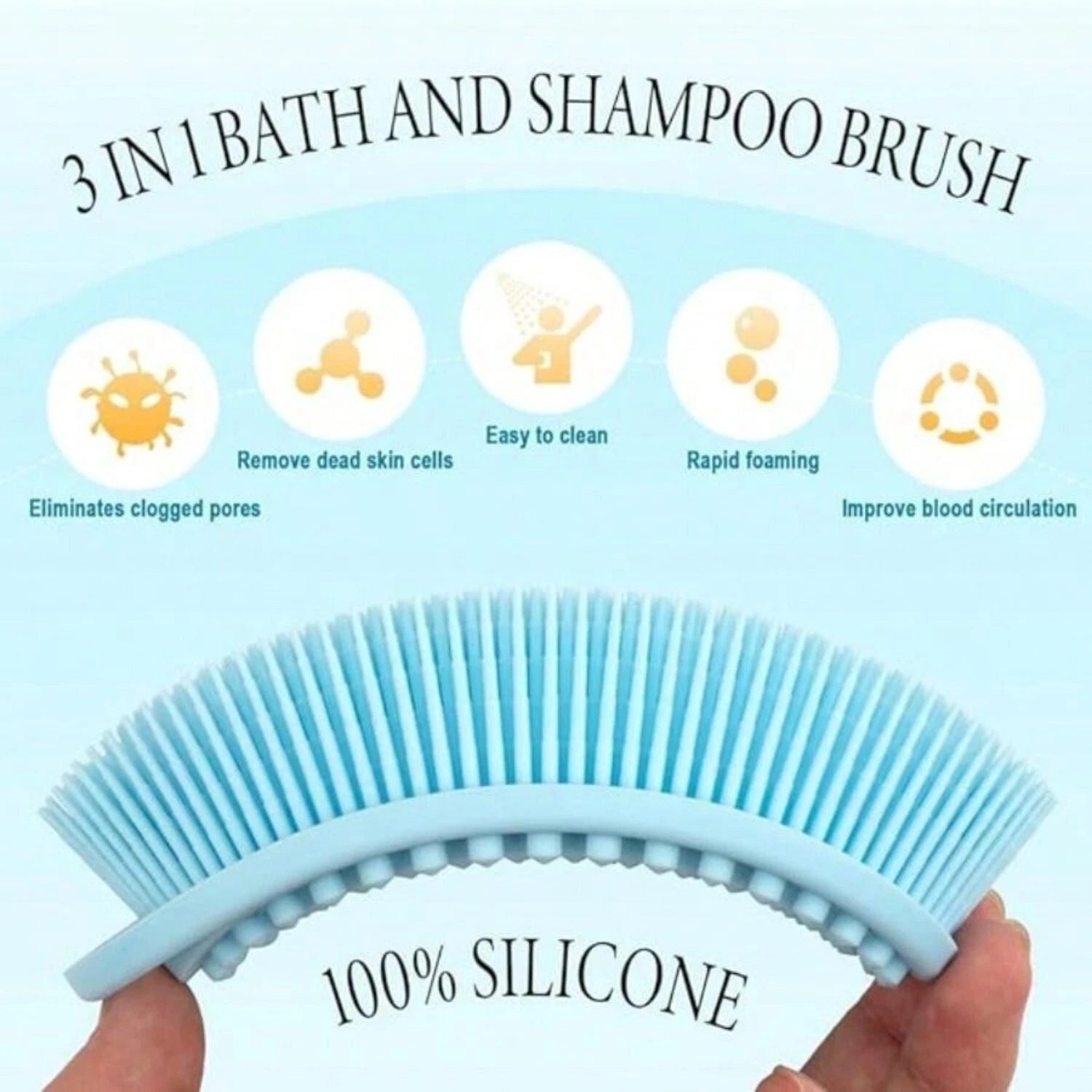 Silicone Body Brush Bath Brush Back Scrubber Easy Handle Bath Shower Brush
