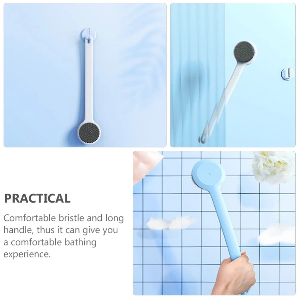 2 Pcs Bath Brush Shower Scrubber for Body Long-handled Back Cleaning Scrubbers