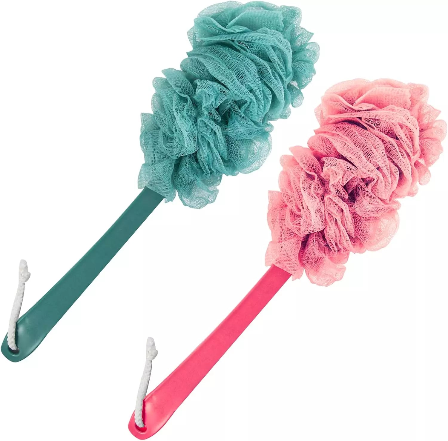 2Pack Back Scrubber for Shower, Loofah Sponge Brush Exfoliating Body, Long Handl
