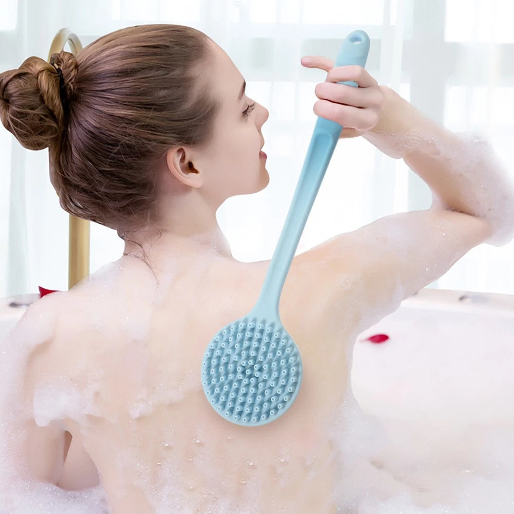 Silicone Bath Brush Back Cleaning Scrubber Man Body Long Handle Shower