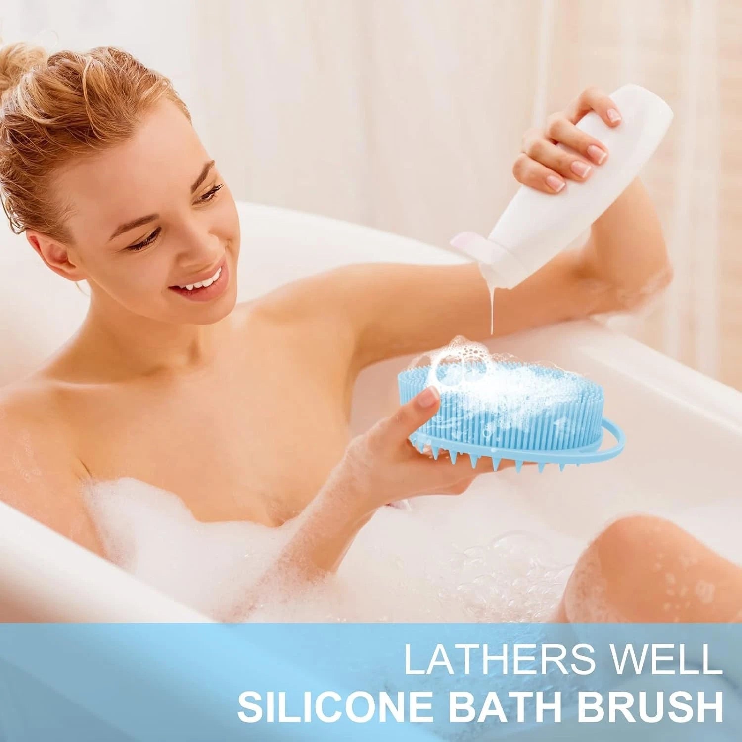 Soft Bristle Blue Bath and Massage Brush for Skin Exfoliation & Relaxation