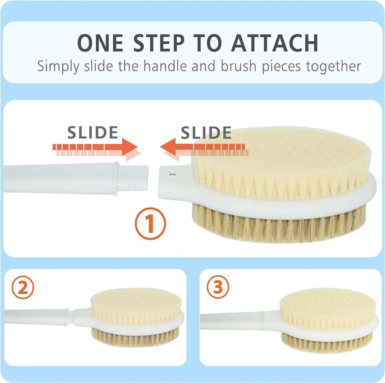 Shower Brush with Soft and Stiff Bristles, 20.5" New Extended Long Handle Back S