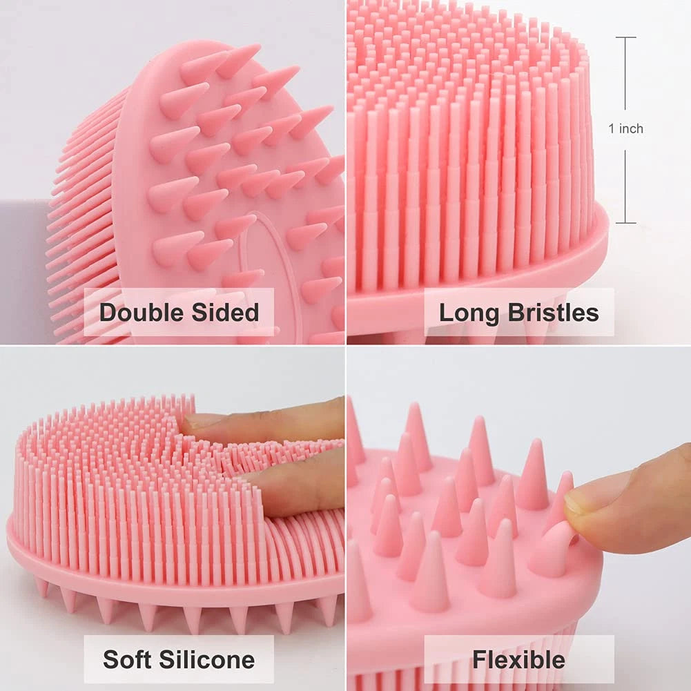2-in-1 Silicone Bath & Shampoo Brush, Exfoliating Body Scrubber & Scalp Massager