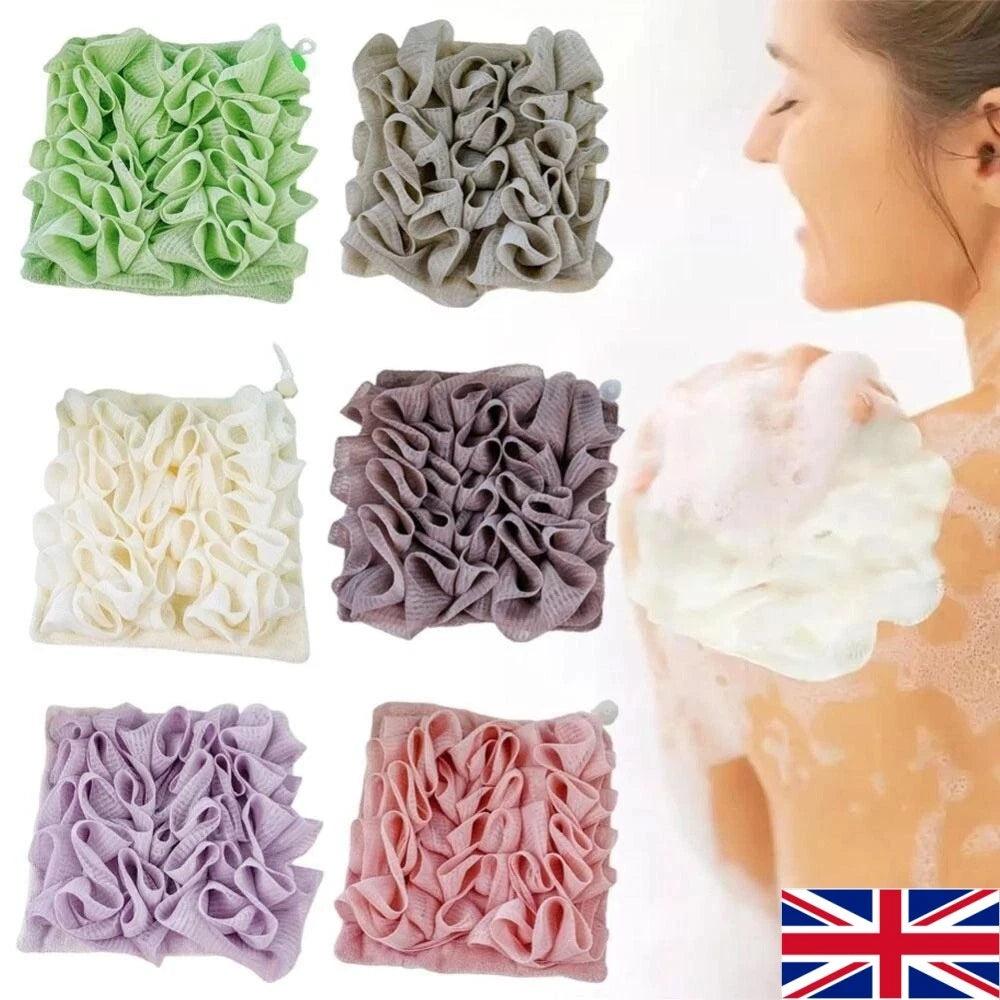 Exfoliating Large Body Scrubber Sponge Brush Puff Bath Loofah Mesh Shower-Flower