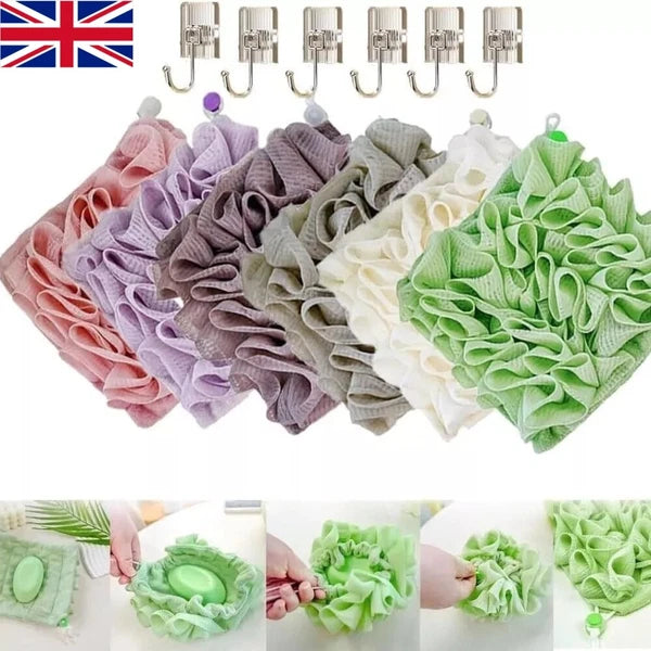 Exfoliating Large Body Scrubber Sponge Brush Puff Bath Loofah Mesh Shower-Flower