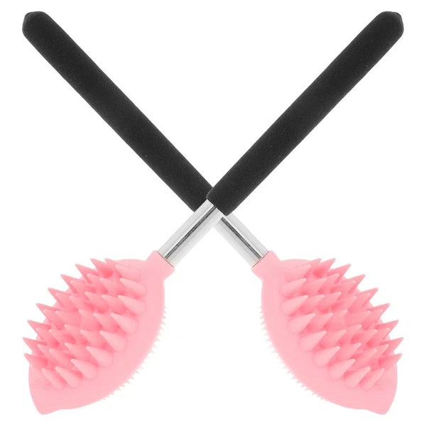 2 Pcs Bath Brush Child Long Handle Body Scrubber Ergonomic Silicone