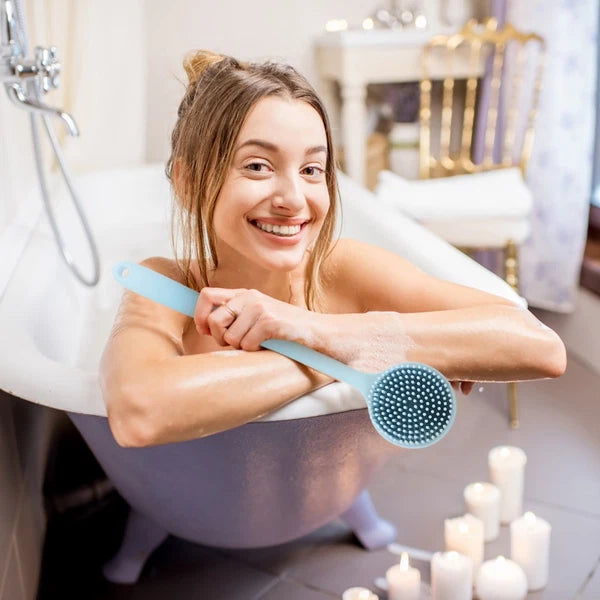 Silicone Bath Brush Back Cleaning Scrubber Man Body Long Handle Shower