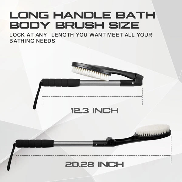 Body Brush for Back, Long Handle Bath Brush for Showering, Adjustable Head Back